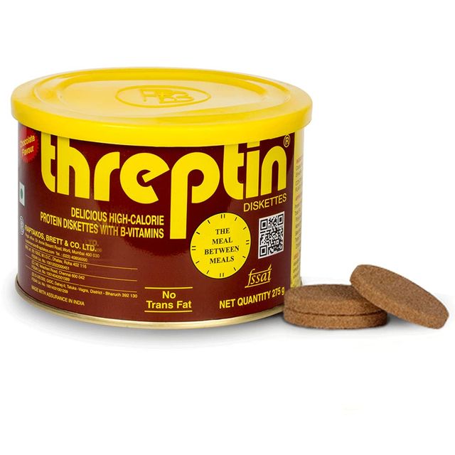 Threptin High-Calorie Protein Diskettes - Chocolate Flavoured Biscuits | Trans Fat-free